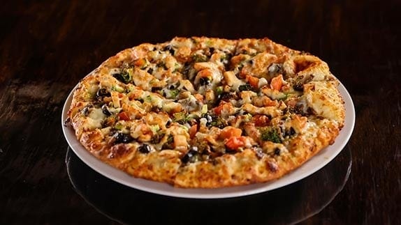 Creamy Garlic Vegetarian Pizza.
