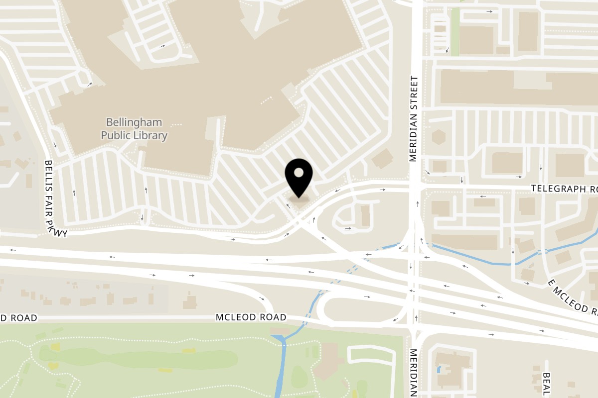 Map showing the location of Sliced on 70 Bellis Fair Pkwy in Bellingham
